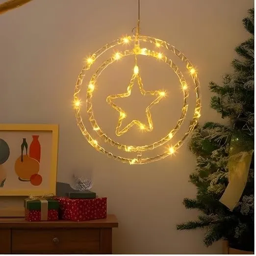 One94Store Ring Star Neon Sign Light | Warm White LED Neon Sign for Home, Bedroom & Party Wall Decor | Waterproof IP65 Neon Light for Diwali, Festivals, Indoor & Outdoor Decoration