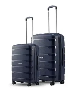 SNITCH Layer 2Pc Set (Cabin + Medium) Blue Polypropylene Hard Travel Suitcase - Trolley Bag Set of 2 & Luggage with 8 Wheels, Premium Lock, Wet & Dry Pouch & Free Shoe Bag