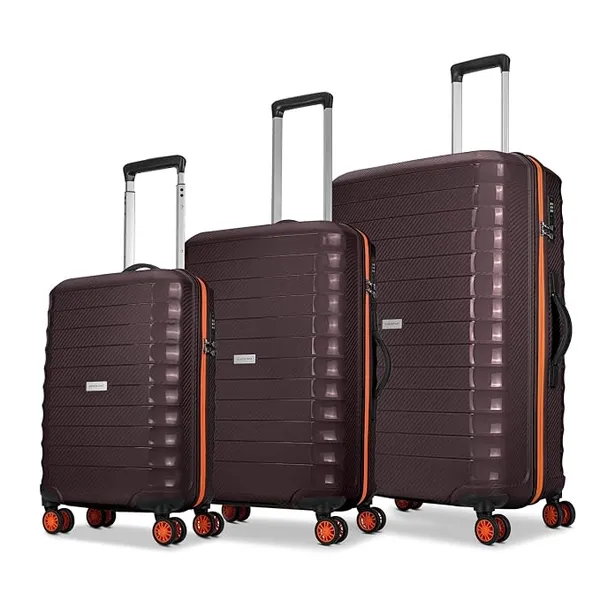 [HDFC CC] Aristocrat Altitude Set of 3 (Cabin+Medium+Large) Trolley Bags, Brown