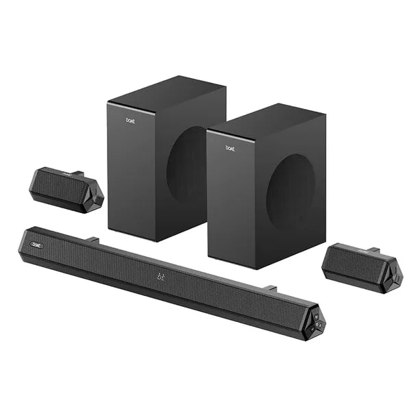 [AXIS/ICICI CC] boAt Aavante Bar Prime B450 with Dual Subwoofers and Rear Speakers, 450W RMS Output, 5.2 Channel, Multi-Connectivity, EQ Modes, & BT v5.4 Soundbar with Powerful Signature Sound (Core Black)