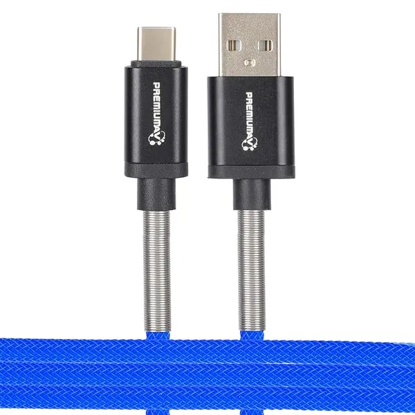 PremiumAV Durable USB Type C Braided Fast Charging Cable Compatible with Samsung Galaxy S10/S9/S8 A40/A50/A70/A20/A10e/, Huawei P20/P10/P30 P9, Hero7/6/5, Sony Xperia Blue