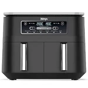 [Apay ICICI CC] Ninja Foodi Dual Zone Air Fryer AF300IN| 7.6L Dual Drawer Air Fryer| Max Crisp 240°C| 6 Cooking Functions – Air Fry, Roast, Bake, Reheat & Dehydrate| Variable Airflow 1200–2600 RPM|PTFE/PFOA/PFASFree