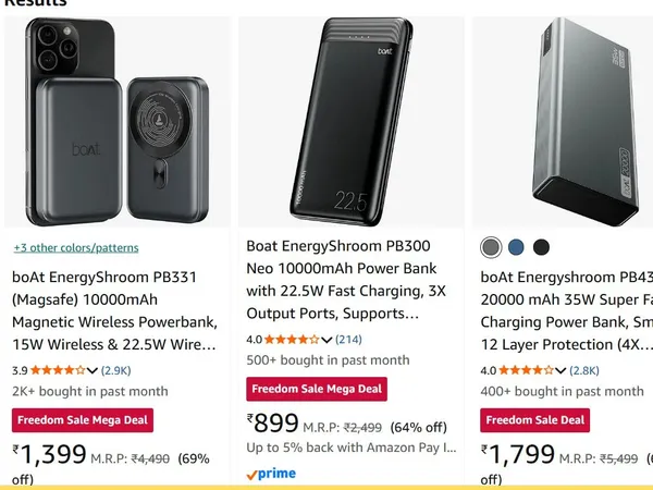 Boat Fast Charging Power Banks upto 69% off starting From Rs.899 @ Amazon