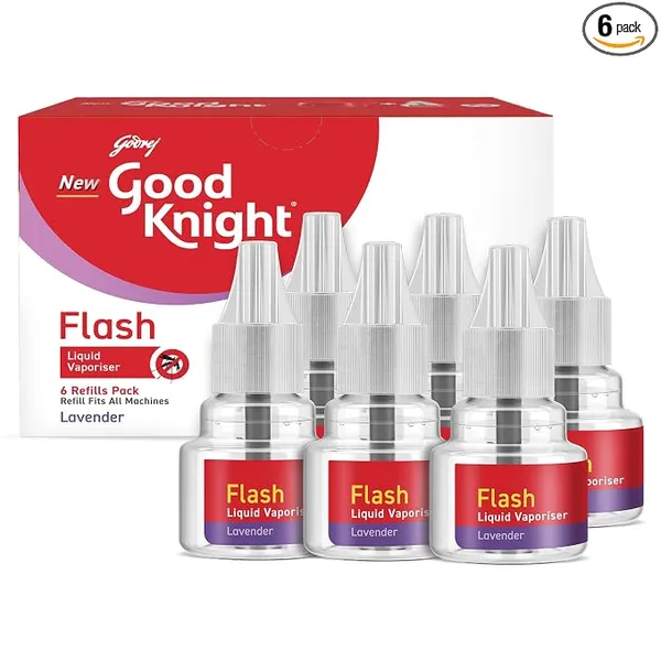 Good Knight Flash Liquid Vaporiser | Pack of 6 (45ml Each) | Lavender Fragrance | 2x Faster Than Before | Mosquito Repellent Refill | India s Most Powerful Liquid Vaporizer