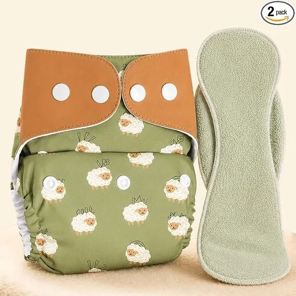 LILTOES Cloth Diapers For New Born Babies 0 to 3 Years | Freesize Adjustable and Reusable | Premium Cloth Nappies Pack of 1 (1 Cloth Diaper + 1 Insert) | (Nerdy Sheep)