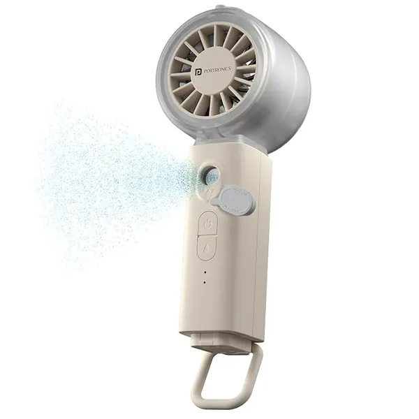[Apply 3% Coupon] Portronics Toofan X Mist Portable Personal Mini Handheld Ultra-Fine Mist, 30ml Water Tank, 5 Speed Modes, 10800 RPM BLDC Motor, Upto 7 Hours Playtime, Type-C Charging, Best for Travel, Office(Beige)