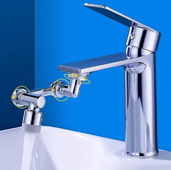 1080° Multifunctional Rotating Splash Proof Filter Extender Faucet Aerator 2 Water Outlet Modes Swivel Robotic Arm Adapter for Bathroom Kitchen Faucet for Kitchen sink faucet
