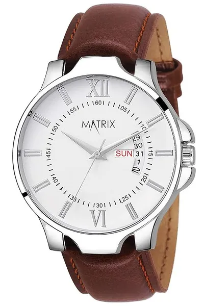 [Apply 2% Coupon] Matrix Antique Day & Date Leather Strap Analog Silicone Watch For Men & Boys - Black Rs.245 @ Amazon