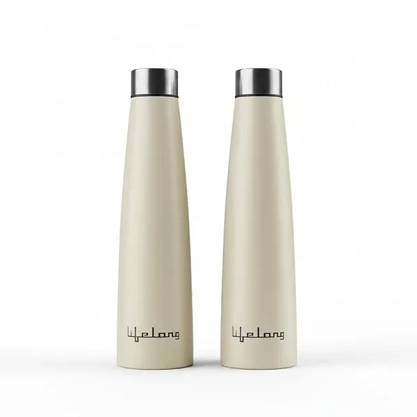 Lifelong 900ml Stainless Steel Water Bottle Pack of 2 | Leak-Proof & Durable | Easy to Clean | Odour-Free | Rust-Free Build, Secure Cap & Easy Grip | Ideal for School, Office, Travel & Gym (Beige)