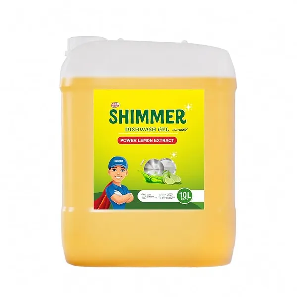 Shimmer Pro Max Dishwash Gel - 10L | Professional Formula | Mega Refill Pack for Heavy Usage | Removes Tough Oil & Food Residue | Lemon Fresh Rs.419 @ Amazon