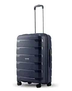 SNITCH Layer Large Size Blue Polypropylene Hard Travel Suitcase - Large Trolley Bags & Luggage with 8 Wheels, Premium Lock, Wet & Dry Pouch & Free Shoe Bag