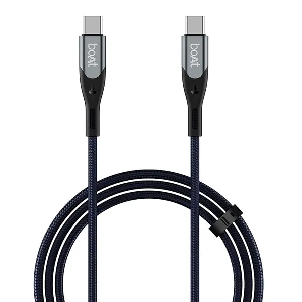 boAt Type C to C 65W Fast Charging Cable with 480 Mbps Data Transfer, Tangle-Free Cable in Premium Nylon Braided Design (Electric Blue) Rs.179 @ Amazon