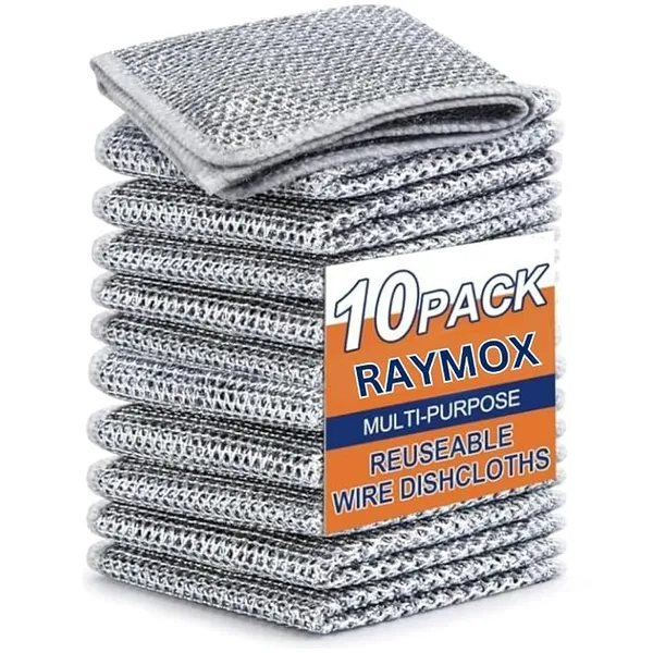 RAYMOX Non-Scratch Dish Wash Cloth (Pack of 10), Steel Wire Dish Cloth, Wire Dishwashing Rags for Wet and Dry Stainless Steel Scrubber Non-Scratch Wire Dishcloth for Washing Dishes Sinks Counters (10) Rs.118 @ Amazon