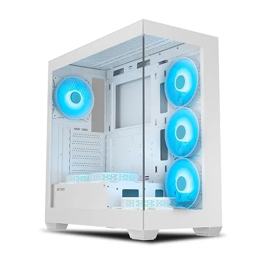 Ant Esports Crystal X7 ATX Computer Case/Gaming Cabinet with Type-C - White | Support ATX, Micro-ATX, Mini-ITX | Pre-Installed 3 M/B Plate Fans, 2 PSU Shroud Fans, 1 Bottom & 1 Rear Fan Rs.4323 @ Amazon