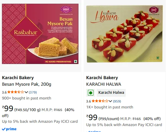 Karachi Bakery Cookies, Sweets & Snacks upto 50% off starting From Rs.99 @ Amazon