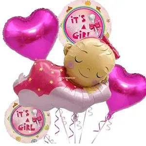 [Apply 2% Coupon] Atpata Funky It’s a Girl Welcome Baby Balloon Decoration Set – 5 Pcs Pink Sleeping Baby Foil Balloon with Heart Balloons for Newborn Home, Hospital Room, Naming Ceremony & Baby Shower Decor Rs.132 @ Amazon