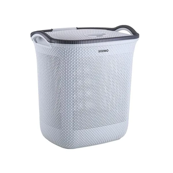 Amazon Brand - Solimo Honey comb Laundry Basket - Small- 42 Litres - 45 cm x 36 cm x 50 cm | Light grey