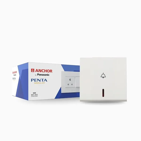 Anchor by Panasonic Penta Modular 6A 2 Module Bell Push with Neon Indica (White, 65066-10) Rs.350 @ Amazon