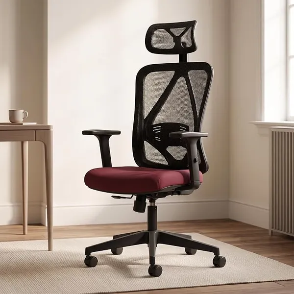 [HDFC CC] DROGO Ergonaut Ergonomic Office Chair for Work from Home | Computer Chair with 2D Headrest, Armrests & Adjustable Lumbar Support | Breathable Mesh with 120° Recline, 1-Year Warranty (Black & Red)