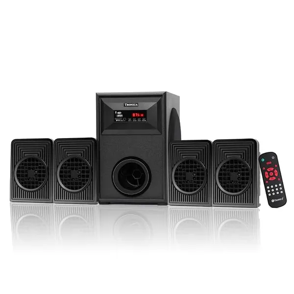 [Apply 3% Coupon] TRONICA Dhurandhar Chapter 4.1 Home Theater System | 50W Multimedia Bluetooth Speakers with 5.3" Subwoofer | Supports FM, USB, SD Card, AUX | Remote Control for TV & PC — Matte Obsidian Rs. 2133 @ Amazon