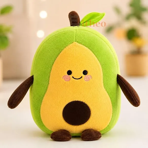 EITHEO Avocado Plush Soft Toy Pillow 25 cm – Cute Kawaii Stuffed Fruit Cushion, Soft Cuddly Huggable Plushie, Decorative Gift for Kids, Girls & Boys, Room Decor
