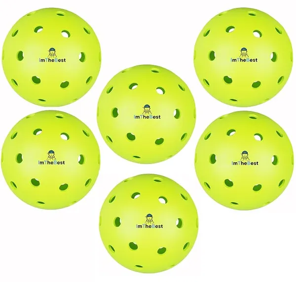 [Apply 3% Coupon] ImTheBest 40 Holes Pickleball Balls Pack of 6 Pieces for Outdoor Indoor Sports Play, High Bounce Durable Pickleballs for All Types Paddles, Gifts for Pickleball Lovers Rs.209 @ Amazon