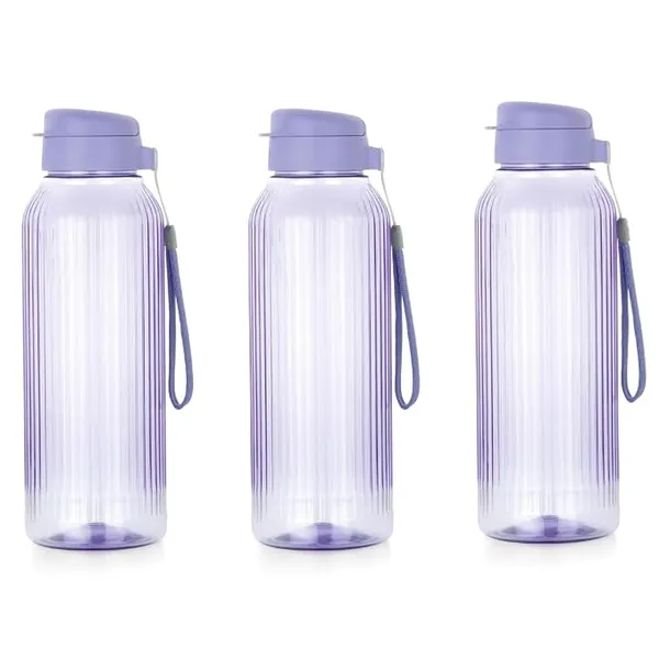 ATTRO Prime Linear Plastic Water Bottle, Leak-Proof- Set of 3-1.5L-Purple
