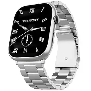 Fire-Boltt Ninja X Ring Smart Watch 1.96" Always On Display Bluetooth Calling, Voice Assistant, SpO2 & Heart Rate, 120+ Sports Modes, IP67 Waterproof Smartwatch for Men & Women - Silver Steel