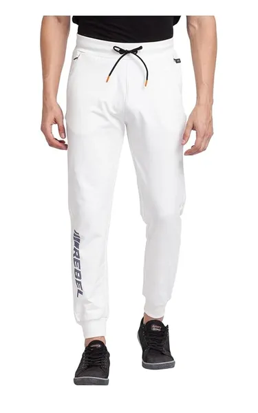 Spykar Men's Mid Rise Slim Fit Cotton Trackpants (MKJ02BB20Ecru2XL_White_2XL)