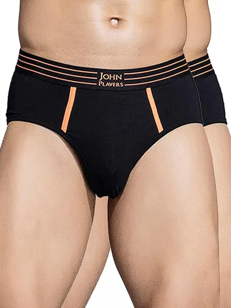 [Apply 6% Coupon] John Players Pack of 2 Cotton Brief Underwear for Men with Striped Waistband