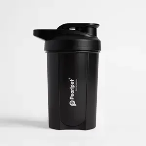 PEARLPET Premium Gym Shaker-X-500ml | BPA-Free Protein Shaker with Mixing Ball & Leak-Proof Double Lock Lid | Compact & Odor-Free Gym Sipper Bottle, Black