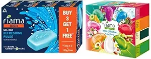 Fiama Gel Bathing Bar Mega Celebration Pack 125g Soap (Pack Of 8) & Men Refreshing Pulse Gel Bar, with Sea Minerals, with skin conditioners - 125g Rs.458 @ Amazon