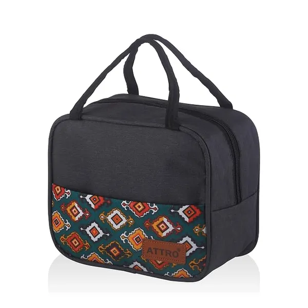 ATTRO Easy Carry Insulated Lunch Bag, 7.5 Liter– Waterproof & Durable, Stylish Carry Bag for Kids, School, Office, Travel & Picnic, Spacious with Easy-to-Carry Handles –Grey