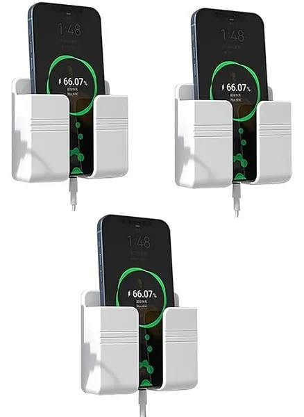 Wall Mounted Mobile Holder Storage Case for Remote with Charging Port & Adjustable Viewing Angle Mobile Stand/Multi Purpose Stand - White (Pack of 3) Rs.107 @ Amazon