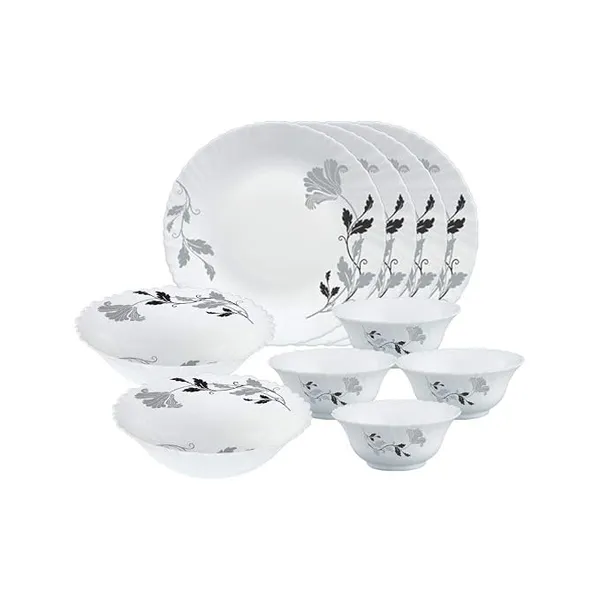 Larah by Borosil Millenia Opalware Dinner Set, 10 -Piece, White