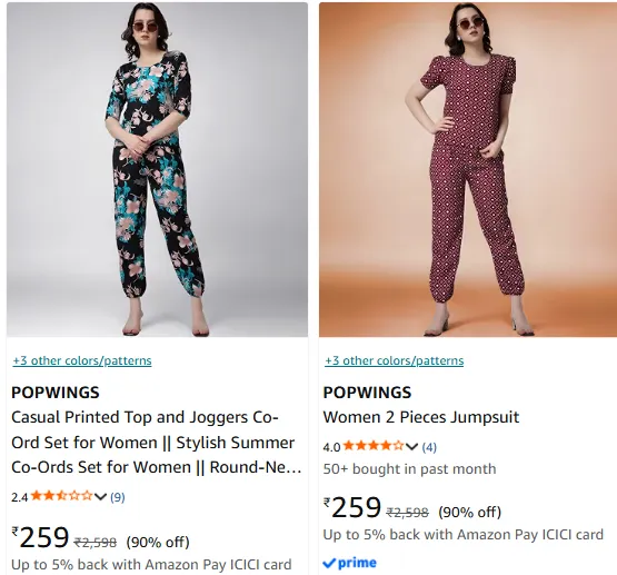 POPWINGS Women's clothing upto 94% off starting From Rs.129 @ Amazon