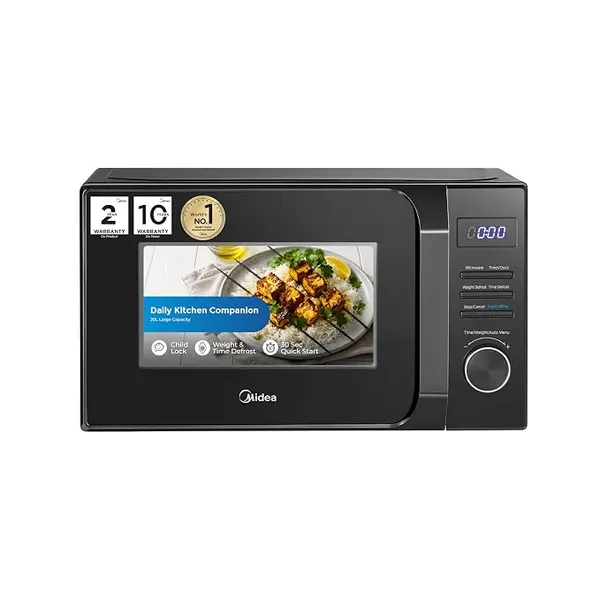 [Apply ₹250 Coupon] Midea 20L Solo Digital Microwave Oven | 5 Power Levels + Defrost | 10-Year Magnetron Warranty | Easy-Clean Powder-Coated Cavity | Energy Efficient | Oven for Reheating & Cooking | Child Lock
