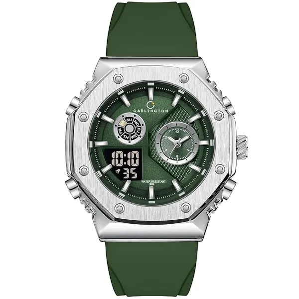 Carlington Analog Digital Sports Watch for Men | Waterproof Chronograph Tactical Wristwatch for Men & Boys | Dual Time, Alarm & Backlight Display - CT7711 Rs.2563 @ Amazon