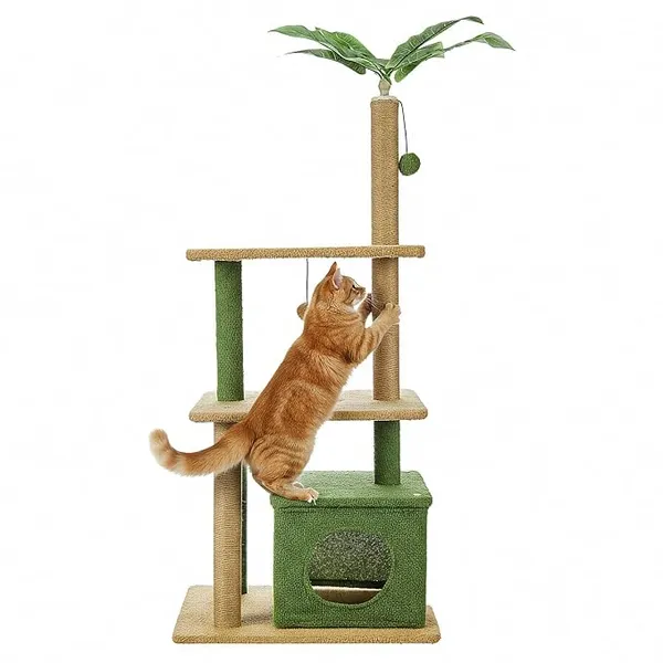 Amazon Basics Premium Imported Garden Theme Cat Tree | XL | with Cat Home, Jumping Platform, Scratching Posts and Tree Leaves Rs.2265 @ Amazon
