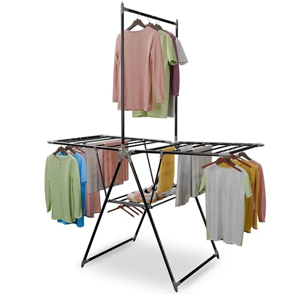 Lifelong Foldable Clothes Drying Stand | Heavy-Duty Alloy Steel Laundry Rack for Balcony & Indoor Use | Multi-Level Cloth Hanger with Rods & Shelves | Rust-Resistant | Drying Stand Rack