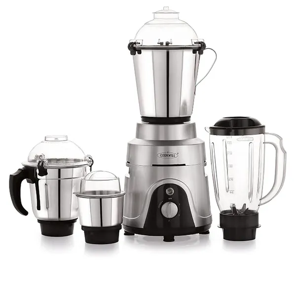 Cookwell Commercial Mixer Grinder 1200W For Cafe, Restaurants, Heavy Homes, Hotels, Canteens (4 Jars), Silver