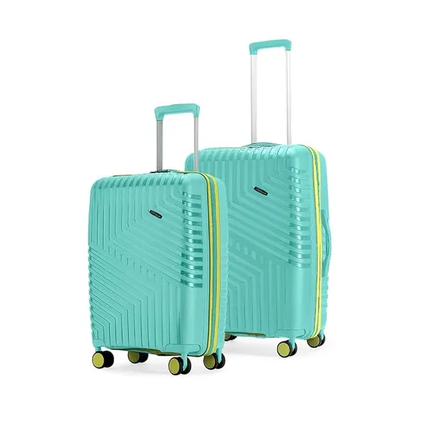 Core Set of 2 Trolley Bags Cabin + Medium Polypropylene Hard Suitcase, 8 Spinner Wheels, Recessed Number Lock, Lightweight Luggage for Men & Women Aegean Blue/Meadow Yellow Rs.2089 @ Amazon
