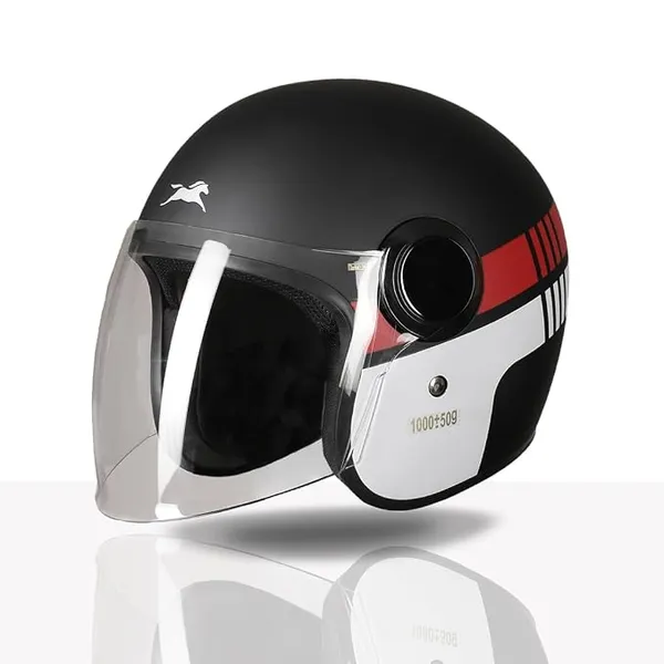 TVS Silk Route Helmet for Men & Women | Vintage Open Face Helmet with Clear Visor | ISI & DOT Certified | ABS Shell | EPS Liner | Retro Stylish for City & Highway Riding