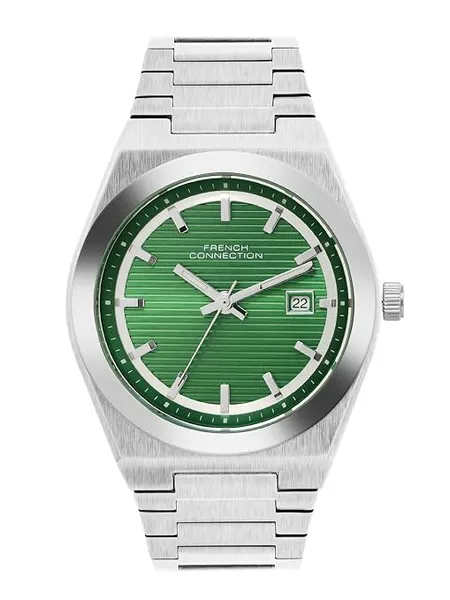 French Connection Textured Green Round Dial | Stainless Steel Strap Watch for Mens FCH22NSM Rs.1652 @ Amazon