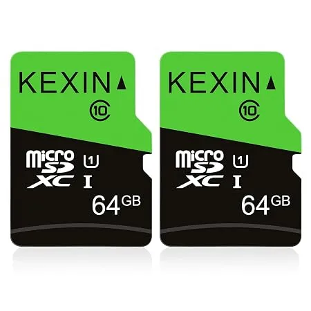 KEXIN 2 Pack Micro SD Card 64GB Memory Card Micro SD Extreme MicroSDXC SD Card Class 10 U1 Micro SD 64 GB Microsd Cards TF Card for Smartphone, Fire Tablet, Monitor, Dash Cam, Switch (Black Green) Rs.2088 @ Amazon