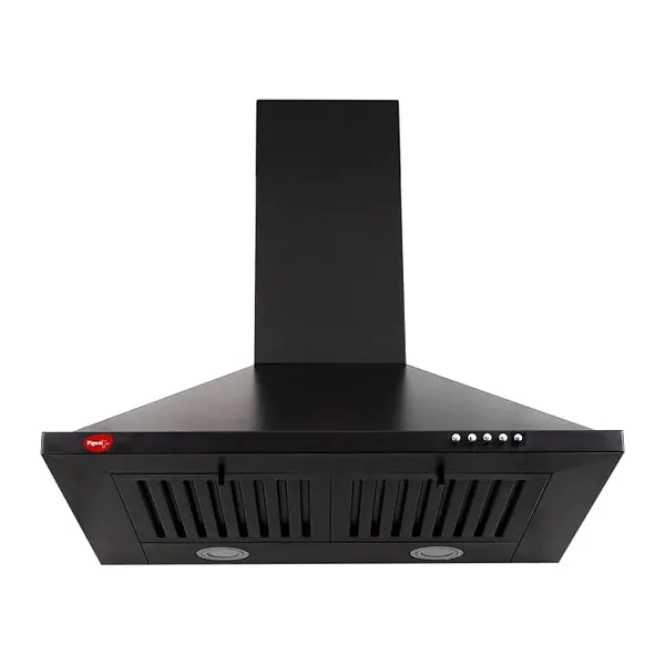 [Apay ICICI CC] Pigeon 60 cm 1250 m3/hr Pyramid Kitchen Chimney with Elegant Look, Baffle Filter, Push Button, Efficient Dual LED Lamps (Black)