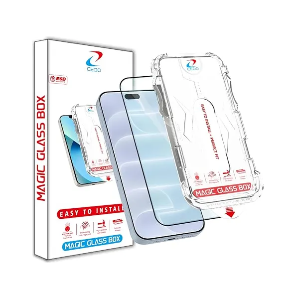CEDO Magic Box Tempered Glass for iPhone 18 Pro Max | Screen Protector with auto Alignment Tool Dust & Bublle Free Installation | HD Clear Quality Tempered Glass with Easy Installation Kit (Black) Rs.284 @ Amazon