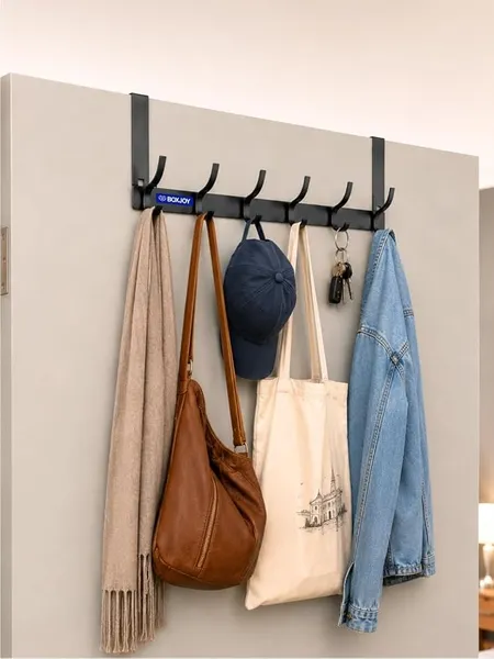 [Apply 50% Coupon] BOXJOY 12 Hook Over The Door Hanger | Wall Hanging Metal Hook Cloth Hangers