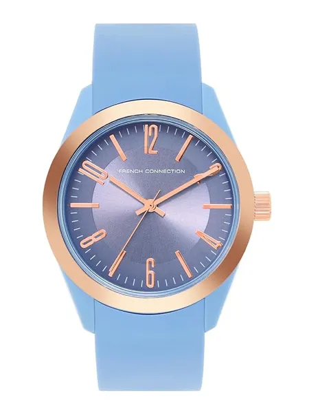 French Connection ZENORAY FW25 Unisex Analog Watch, 39mm Silver Case, Blue Silicone Strap, Sunray Dial with Silver Ring - FC02LU Rs.1187 @ Amazon