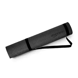 Amazon Basics PVC Yoga & Exercise Mat with Carrying Strap | 6 mm Thick | Non-Slip Textured Surface | Lightweight & Durable | Floor Protection | Ideal for Home, Gym, Studio & Outdoor Workouts | Black